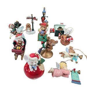 Lustre Fame Ornaments Christmas Vintage Set of 11 Resin Santa Presents